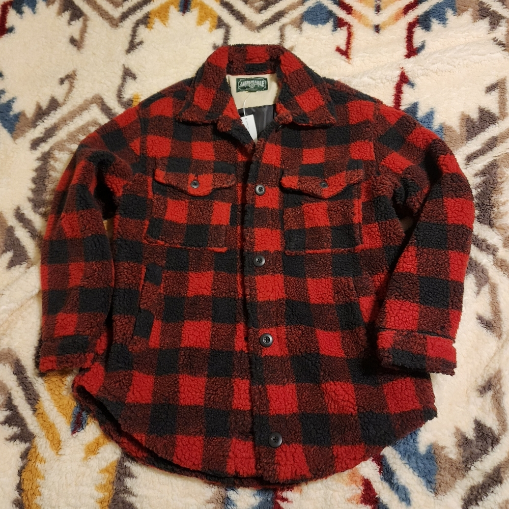 American Eagle Buffalo Check Oversize Fleece Jacket